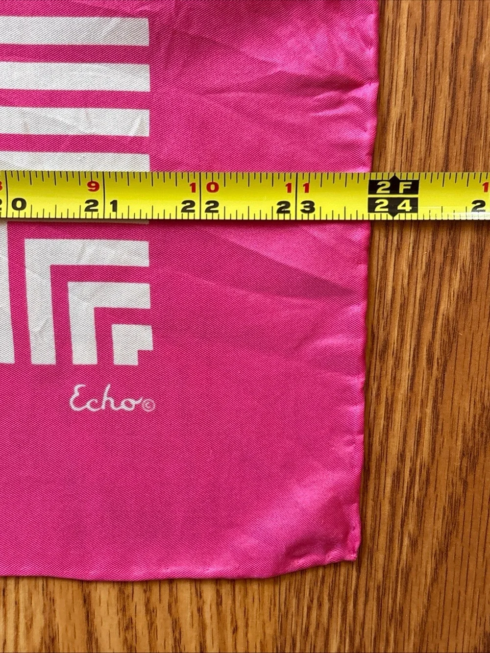 Lot of 2 Echo 100% Silk Hot Pink White Chervon Stripes Square Scarf & Butterfly